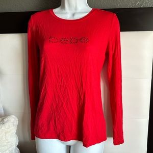 BEBE CRYSTAL LOGO LONG SLEEVE TEE sz M